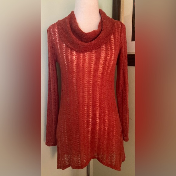 B Design Angora Sweater Asymmetrical hem Cowl neck size S - Picture 2 of 4